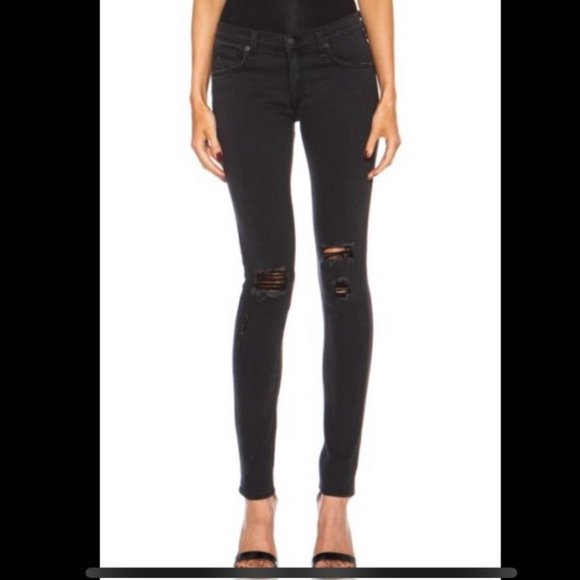 Rag & Bone Black Skinny Distressed Jean Size 23 - Picture 1 of 6